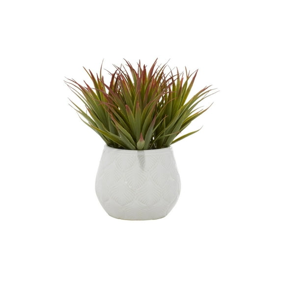 DecMode 9" Artificial Striped Stemmed Aloe Plant in Realistic Leaves and Ceramic Pot