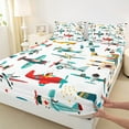 thumbnail image 3 of Manfei Cartoon Airplane Twin Sheet Sets,Aircraft Theme Twin Fitted Sheet,Blue Red White Flat Sheet For Boys Teens,Breathable Home Decor,3-Piece, 3 of 7