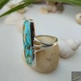 thumbnail image 2 of Boho Turquoise Ring Feroza Gemstone Handmade Ring Long Turquoise Stone Ring, 2 of 4
