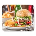 thumbnail image 1 of SIDONKU Colorful Hamburger American Burger Fried Potatoes White Plate Orange Mousepad Mouse Pad Mouse Mat 9x10 inch, 1 of 1