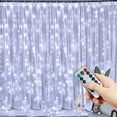 thumbnail image 3 of Guirnalda de luces LED para cortina navideña, control remoto por USB, cadena de luces de hadas, decoración para bodas, fiestas, dormitorios, exteriores y hogar, 3 of 5