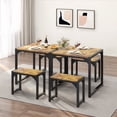 thumbnail image 2 of Aiho Dining Table with 2 Benches, 3-Piece Kitchen Table Set for Small Space, Wood Table Top Retro, 2 of 9