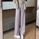 thumbnail image 1 of Pantalones de lana de pierna recta informales para mujer, pantalones de pierna ancha y drapeados de cintura alta y adelgazantes, recién llegados para otoño e invierno, ropa femenina, 1 of 4