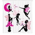 thumbnail image 3 of Ambesonne Tale Shower Curtain, Silhouette of Winged Girl, 69"Wx84"L, Hot Pink Rose Black, 3 of 3