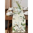 thumbnail image 4 of Botanical Flowers Table Runner Cotton Linen 48 Inch Holiday Dresser Scarves, Vintage Rustic White Floral Leaves Tablerunner for Kitchen Coffee Dining Bedroom Living Room Dinner Scarf Décor 13''x48'', 4 of 9