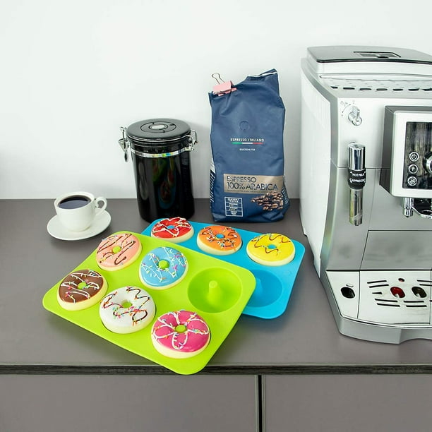 Molde para donas, 2 moldes para donas de silicona 100 % antiadherente para 6 donas de tamaño completo, bandeja para moldes sin BPA, fácil de limpiar y apto para lavavajillas y microondas Ormromra JQWJ061