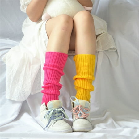 

10 Colours Autumn And Winter Warm Mid-calf Padded Socks Korean Women s Fluorescent Candy-coloured Wool Knitted Sleeve