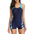 thumbnail image 4 of Womens Boyleg One Piece Swimsuits Bathing Suit with Shorts Competition Racerback Athletic Swimwear Teens Girl, 4 of 5
