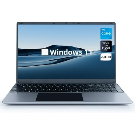 AEEZO 15.6 inch Laptop, 16GB RAM 512GB ROM, Intel Celeron Quad-Core ,1080P FHD, 38000mWh Battery, Windows 11 Laptop Computers Support WiFi, Bluetooth, Type-C, TF Card