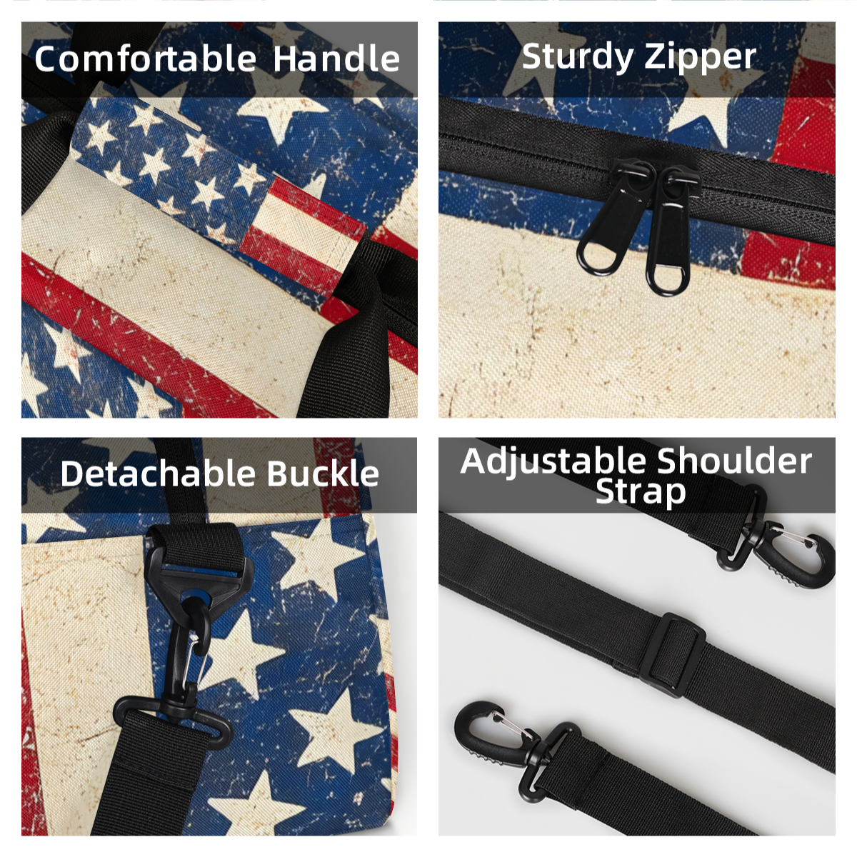 Herdesigns American Usa Flag Sports Duffle Bags Travel Duffle Bag Gym Bag 4th July Independence Day Weekender Travel Bag Waterproof Overnight Bag Carry On Travel Tote Bag Dance Bags