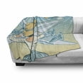 thumbnail image 3 of Going Away Party Soft Flannel Fleece Throw Blanket, Vintage Retro Lady Escorts Aircraft Pop Art Style Travel Comic, Cozy Plush for Indoor and Outdoor Use, 50" x 70", Pale Blue Yellow, by Ambesonne, 3 of 6