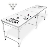 GoPong 8 Foot Portable Folding Pong Tailgate Game Table with 6 Balls, Dry Erase