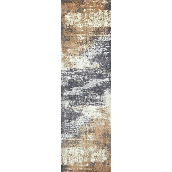 Alora Decor Euphoria 2'6" x 8' Abstract Gray/Gray/Rust/Blue Hybrid Area Rug