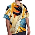 thumbnail image 2 of Basketball Men's Short Sleeve Spread Collar Button Down Beach Print Casual Shirts, 2 of 6