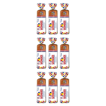 Wonder Bread Classic White Sandwich Bread, Sliced White Bread, 20 oz (Pack of 9)