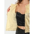 thumbnail image 5 of INSPIRE CHIC Women's Crop Open Front Blazer Puff Long Sleeve Sparkly Sequin Jackets XS Gold, 5 of 6