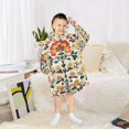 thumbnail image 6 of FORMRS Wearable Blanket Hoodie with Sleeves for Kids Cozy Flannel Sweatshirt, Beige Floral, 6 of 7