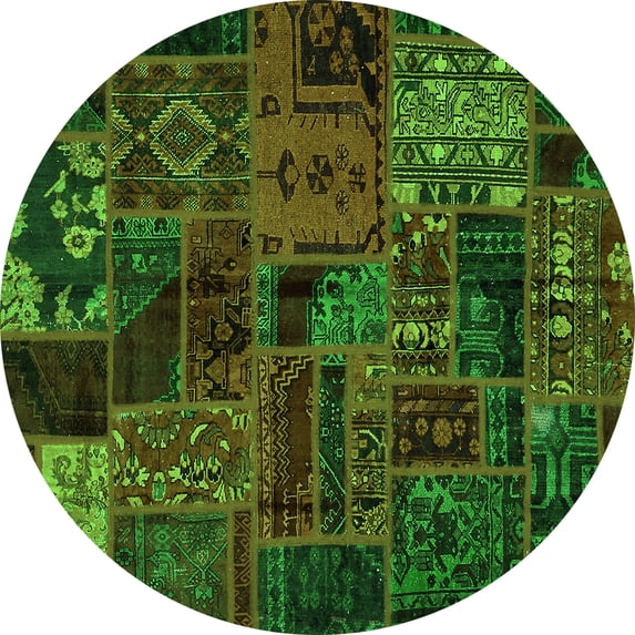 Ahgly Company Indoor Round Oriental Green Modern Area Rugs, 5' Round