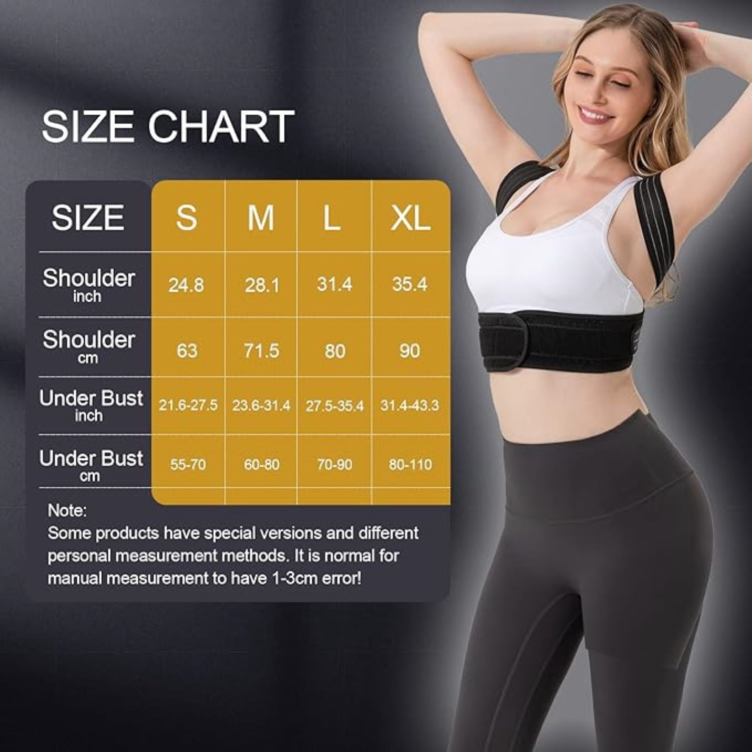 Portzon Back Brace Posture Corrector, Adjustable Upper Back Support, Breathable Shoulder & Neck Pain Relief, Lightweight Spine Alignment Trainer, Extra-Large