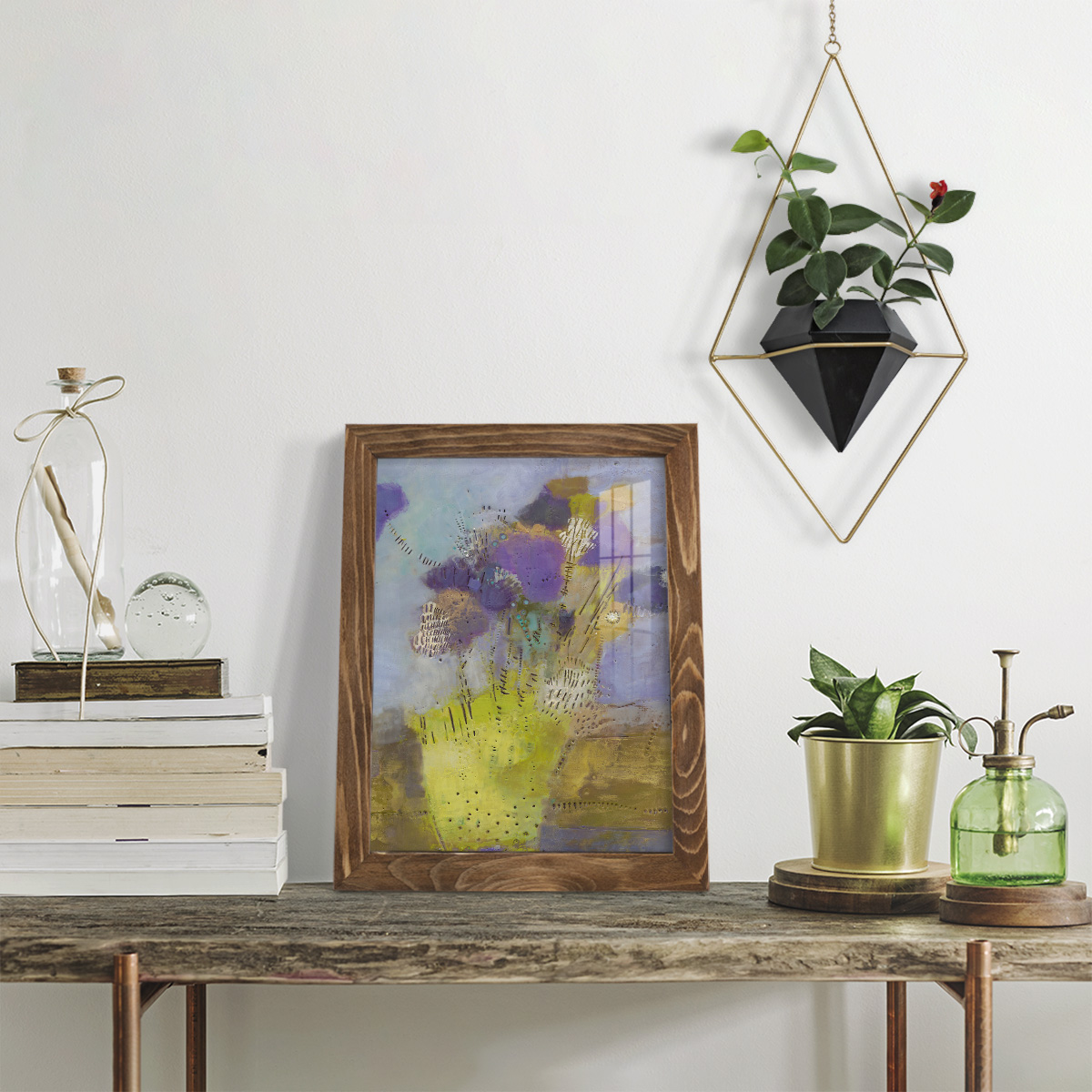 Blumen I -Framed Print w/glass-Walnut