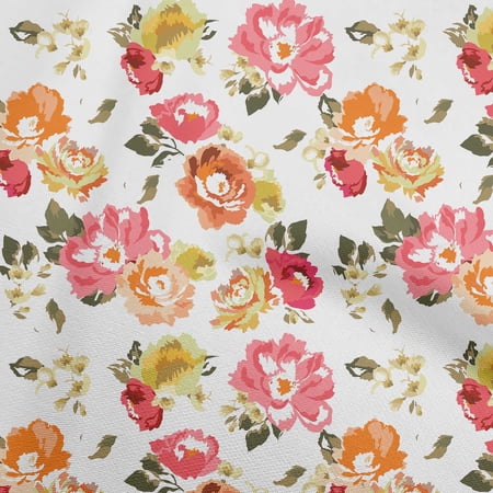 oneOone Georgette Viscose Pink2 Fabric Floral Craft Projects Decor Fabric Printed By The Yard 42 Inch Wide