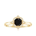 thumbnail image 5 of Rosec Jewels Vintage Style Black Spinel Engagement Ring - AAA Quality - Black Spinel Ring with Diamond Halo - with Jewelry Box, 10K Yellow Gold, US 12.50, 5 of 9