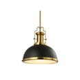 thumbnail image 2 of JONATHAN Y Homer 13" 1-Light Modern Industrial Iron LED Dome Pendant, Black/Brass Gold, 2 of 6