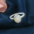 thumbnail image 3 of Solitaire Ring Nature Opal Ring Engagement Ring Oval Cut White Color Gemstone Ring Sterling Silver Ring, 3 of 5