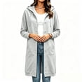 thumbnail image 6 of Mock Neck Sweatshirt for Women Drawstring Button Down Loose Long Sleeve Casual Solid Color Mid Length Hoodie Coat with Pockets 2XL, 6 of 8