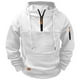 thumbnail image 1 of Ceisia Men's Fleece-Lined Half-Zip Hooded Sweatshirt with Multi-Pockets for Casual & Work Wear White L Gifts, 1 of 6