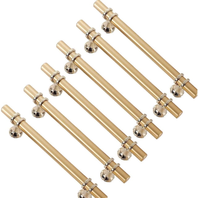 Tiradores dorados para muebles, 6 uds., tirador dorado para puerta de cocina, tirador de cajón de latón, tiradores dorados para muebles, distancia central 160mm TUNC Sencillez