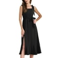 thumbnail image 4 of INSPIRE CHIC Women's Elegant Sleeveless Square Neckline Ruffled Hem Side Slits Midi Dress M Black, 4 of 5