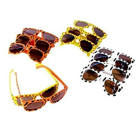 6 Pack Animal Print Sunglasses Assortment Pack of 6 | Leopard Tiger and Zebra Styles | Dazzling Toys