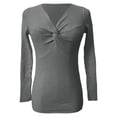 thumbnail image 6 of Gyexs Womens Long Sleeve V Neck Sweaters Ribbed Knit Slim Fit Lightweight Sweater Solid Basic Casual Pullover Tops, Z01 Grey, Size S, 6 of 6