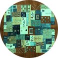 thumbnail image 1 of Ahgly Company Indoor Round Abstract Turquoise Blue Contemporary Area Rugs, 4' Round, 1 of 4