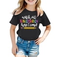 thumbnail image 4 of XEGLSBU Girls Shirts Size 12-13 Girls Short Sleeve Tops Casual Cartoon Print Tees Comfortable Round Neck Shirts for School Daily Wear Black Size 6-7 Years, 4 of 4