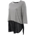 thumbnail image 3 of Women's Plus-Size Striped Chiffon Top Knit T-Shirt Blouse Sweater Tee Black White2X G16.038L, 3 of 4