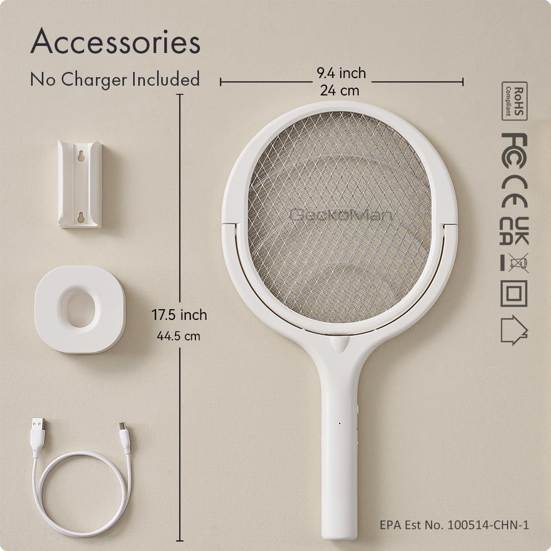 Rotating Head Electric Fly Swatter Racket Rechargeable Bug Zapper Racket Bug Zapper Indoor Fly Zapper Mosquito Zapper Flies Killer for Indoors