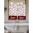 thumbnail image 4 of Valentine's Day Bathroom Window Curtain, Red Love Hearts Plaid Watercolor Light Filtering Coffee Kitchen Curtains, Bedroom Living Room Curtains 2 Panel 84"x54", 4 of 6