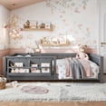thumbnail image 4 of Bellemave Twin Montessori Floor Bed with Built-in Bookshelf, Twin Floor Bed with Full Safety Guardrails, Low-to-Floor Bed Frame with Slats, No Box Spring Needed, Easy Assembly, Gray, 4 of 13