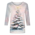 thumbnail image 5 of FDGIU Plus Size Christmas Tops for Women, Festive 3/4 Sleeve Crewneck T-Shirt, Cute Holiday Print Loose Fit Tunic for 2025, 5 of 5