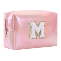 Large Capacity Embroidered Alphabet Cosmetic Bag Travel Toiletry Organizer Storage Clutch Handbag