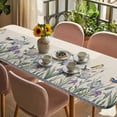 thumbnail image 3 of Spring Flowers Table Cloths for 8 Foot Rectangle Tables, Vintage Floral Leaves Birds Farmhouse Plaid Patio Waterproof Elastic Fitted Tablecloths, Washable Rectangular Table Cover for Camping, 3 of 8