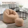 thumbnail image 3 of AENKYO Bean Bag Chair Shell-Shaped with Footstool, Memory Foam Microfiber Sofa for Adults - Brown, 3 of 7