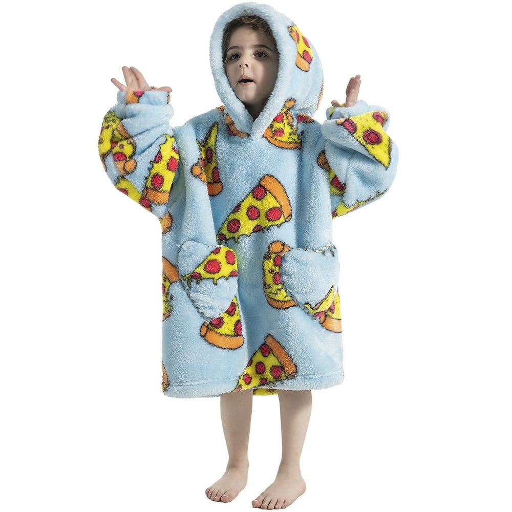 Kids Hoodie Blanket Oversized Blanket Hoodie Soft Hooded Sweater Blanket with Long Sleeve for Boys Girls