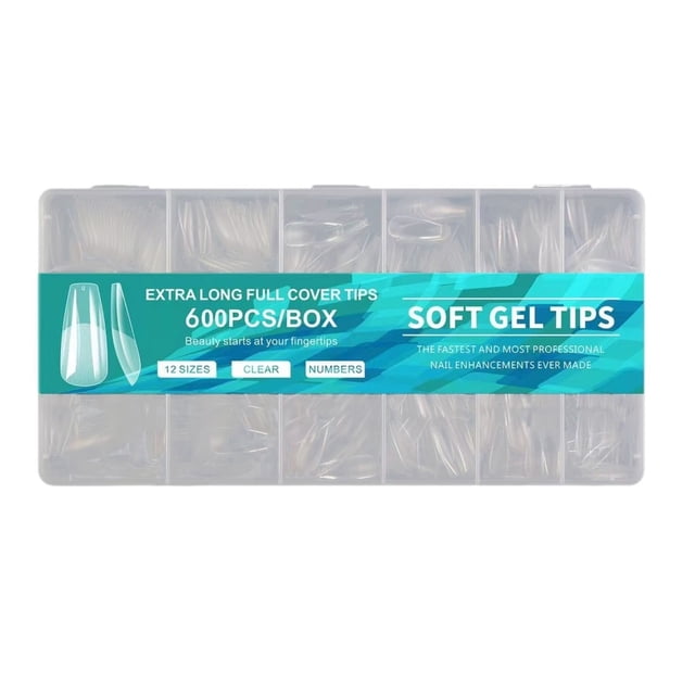 Professional Salon Nails 600pcs/box Square Nail Art Tips Ultra-thin Transparent Nail Extension Tips Crease Full Cover Fake Nails Diy Manicure for Home