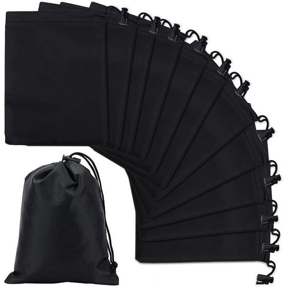 DIY 12 Pcs Polyester Drawstring Bags 7.8x6.3 Black Nylon Bags Drawstring Storage Bags with Toggle Gift Bags Jewelry Pouches for Sport Home Travel Jewelry Candy Storage DIY