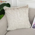 thumbnail image 3 of Spencer Pack of 2 Soft Faux Fur Throw Pillow Covers Luxury Plush Shaggy Cushion Cover Case for Sofa Couch Bed Home Decorative (18" X 18",Khaki), 3 of 8