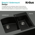 thumbnail image 4 of Kraus Quarza 33 Dual Mount 60/40 Double Bowl Granite Kitchen Sink and Strainers in Black, 4 of 14