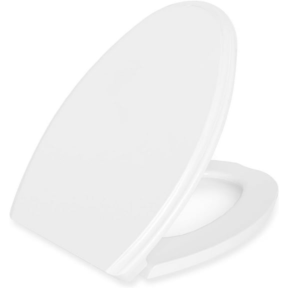 Elongated(Oval) Toilet Seat, Quick-Attach Hardware Metal Hinges, Heavy Duty, Slow Soft and Quiet Close, Durable and Sturdy, Easy to clean, Fits Elongated(Oblong) Toilets, White(18.5″)